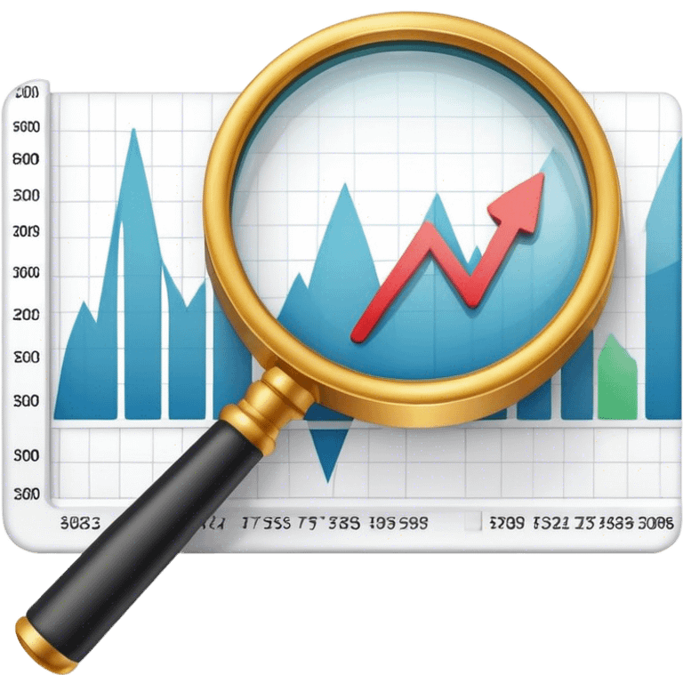 a mangifier glass above a line chart emoji