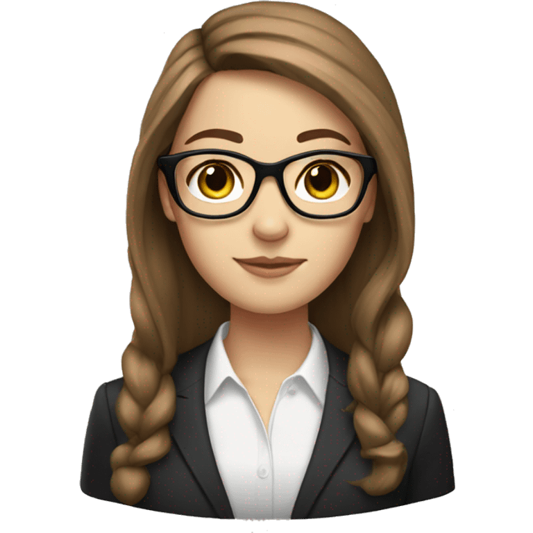 white girl with brown hair and glasses looking formal  emoji