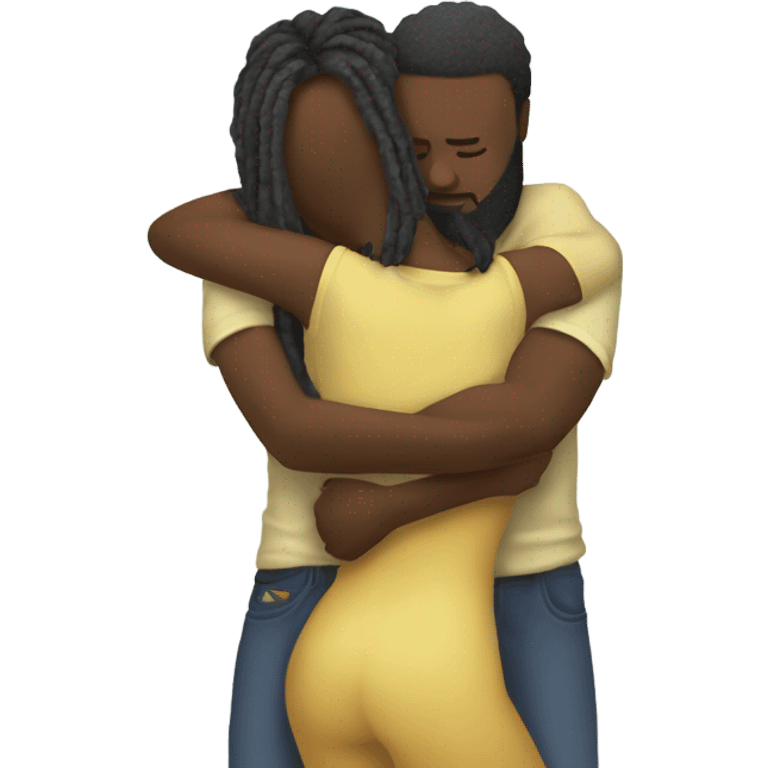 Neo soul dread head couple hugging body emoji