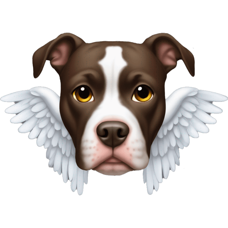 Dark brown pitbull with halo and wings emoji