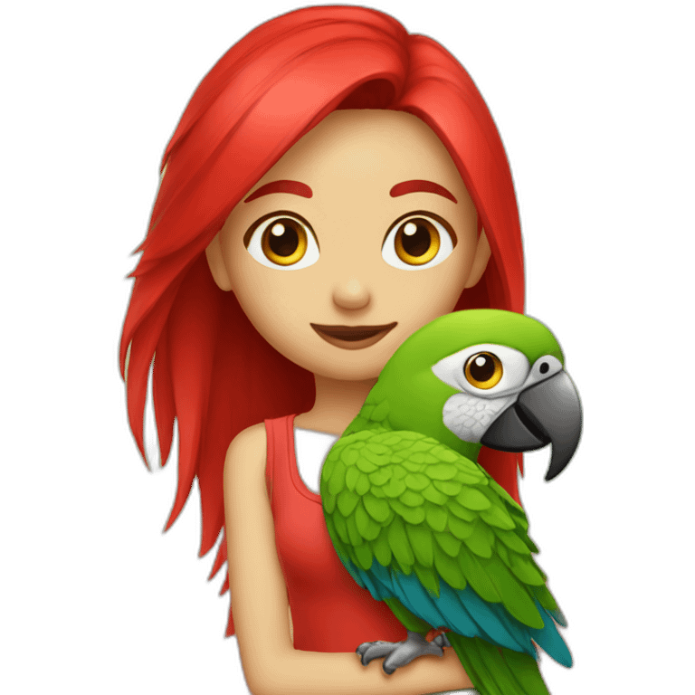 Girl- parrot- red emoji