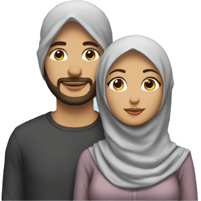 Woman wear hijab with her husband  emoji