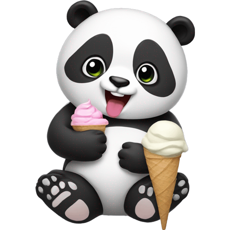 Panda eating ice cream emoji