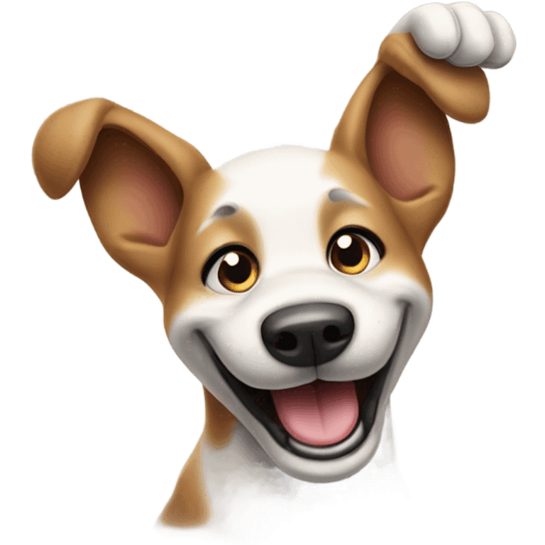 Dog waving hi emoji