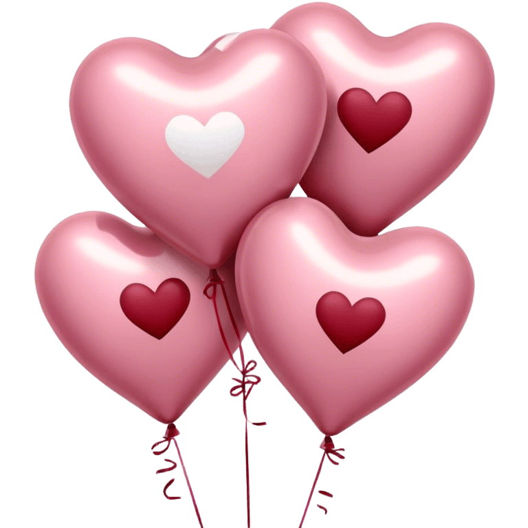 maroon love letter in pastel pink and dark red metallic heart-shaped balloons emoji