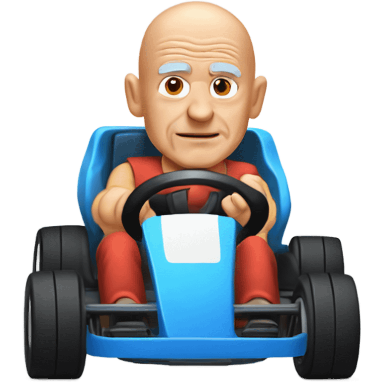 Bald old man with hair on the sides of his head driving a gokart emoji