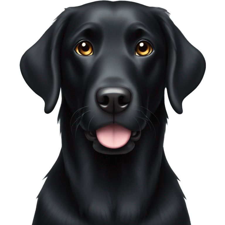 long hairs Black Labrador with white neck emoji