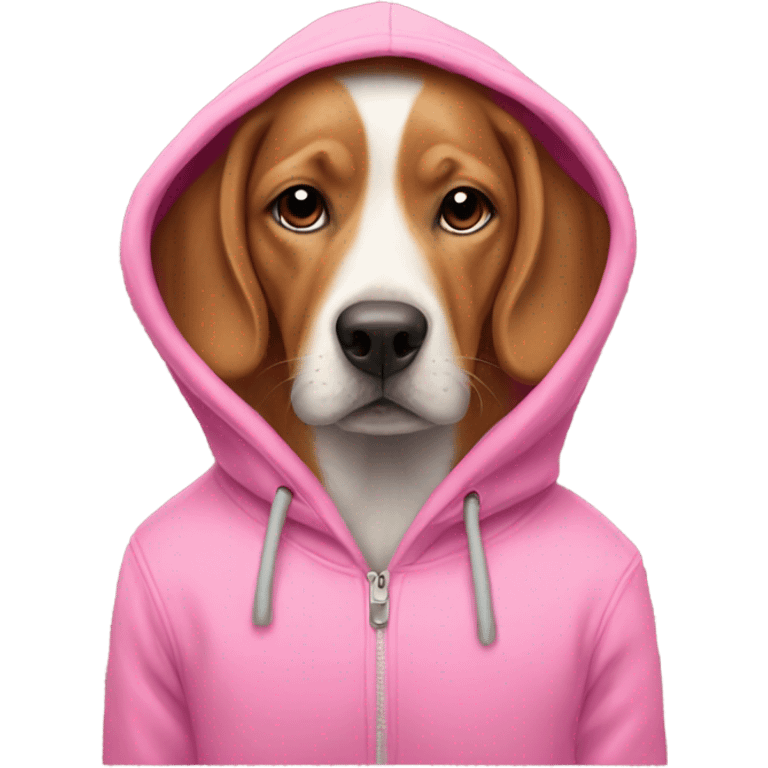 dog wearing pink hoodie emoji