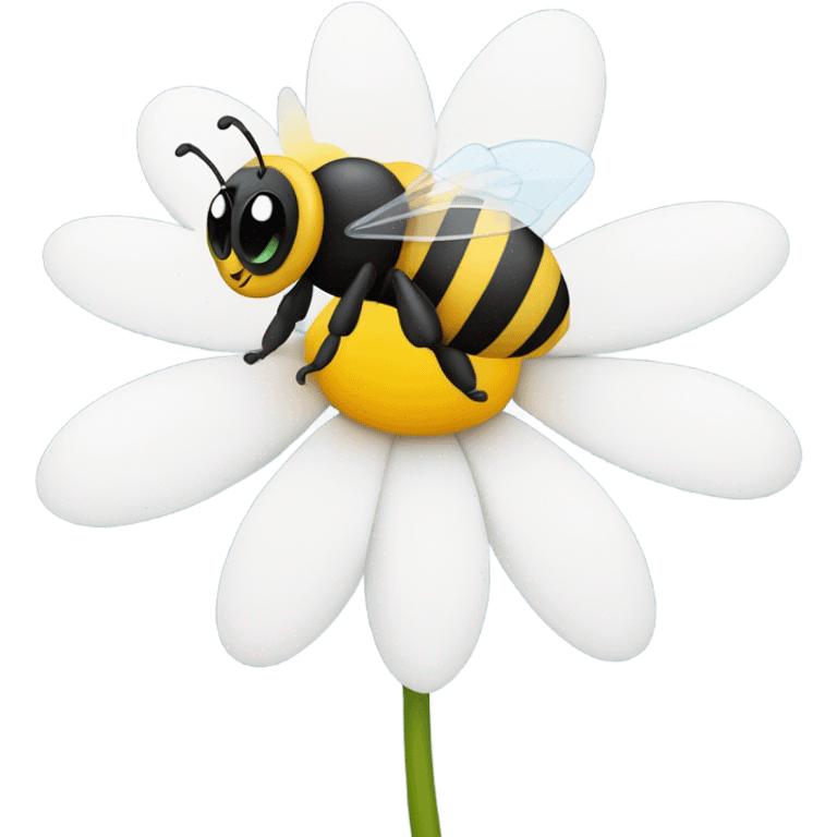 Cute bee with daisy  emoji