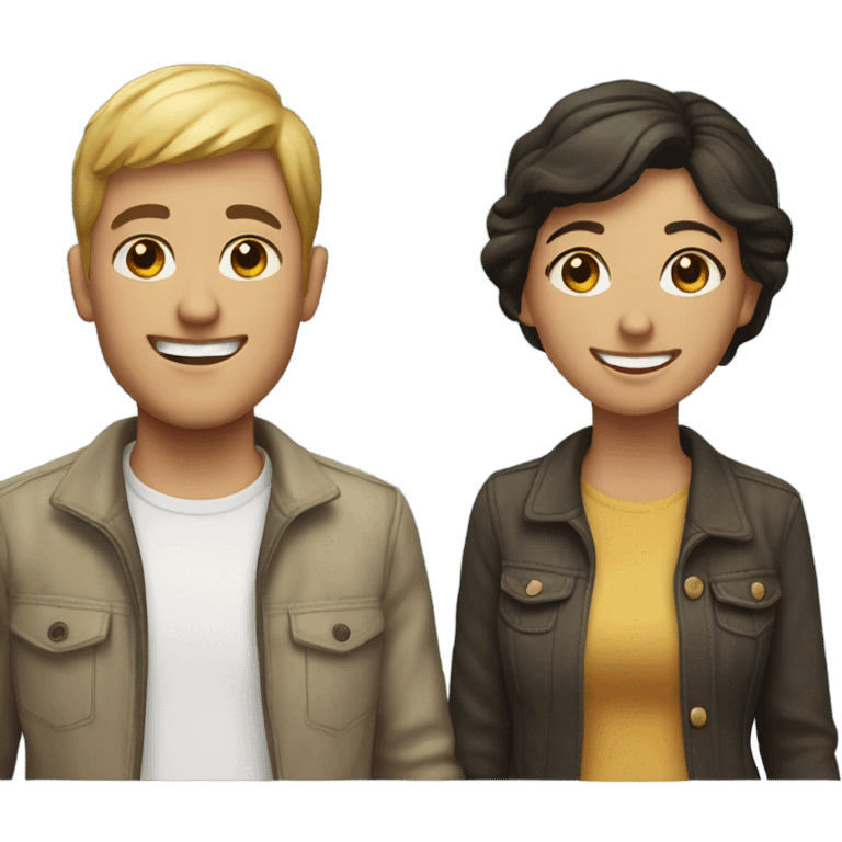 happy couple in casual attire emoji