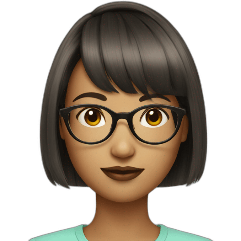 girl short haircut with bangs in glasses emoji