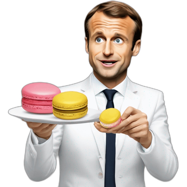 Emmanuel Macron qui mange un macaron emoji