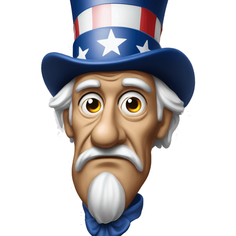 Uncle Sam with pitiful eyes up to his waist photorealistic serious emoji