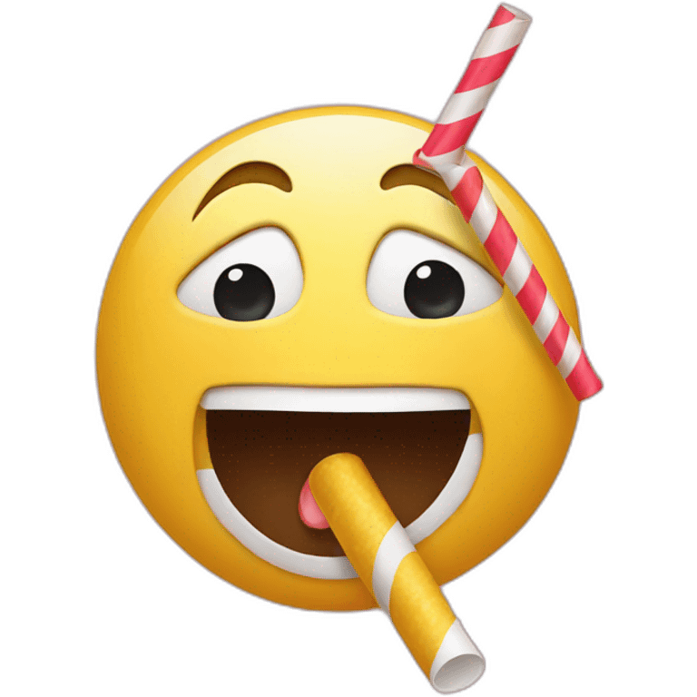 Party emoji with a straw in nose emoji