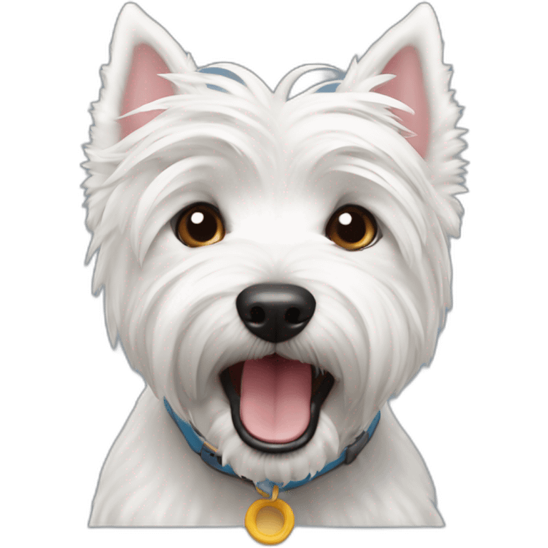 Perro westie con la lengua fuera emoji