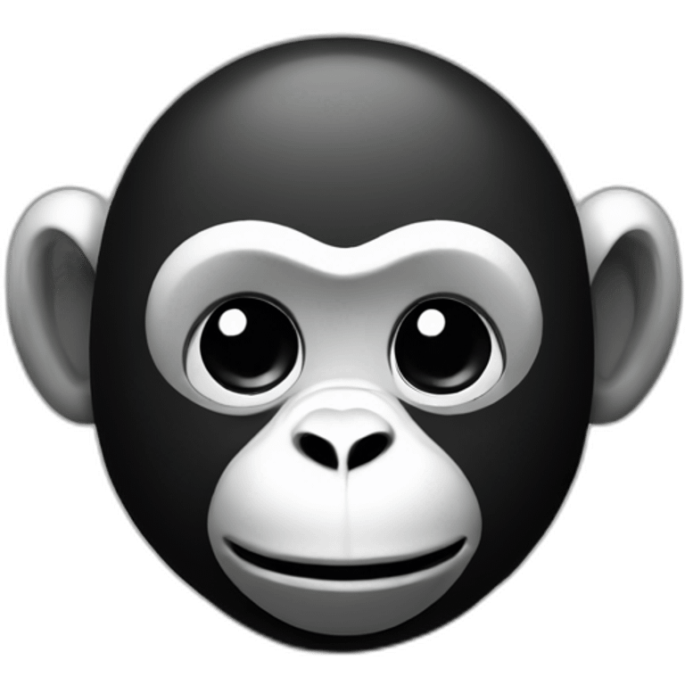 Monkey with a letter M simplistic black and white emoji