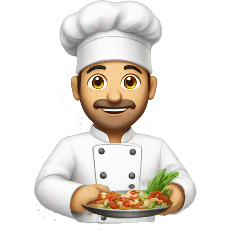 chef cooking show also wearing Syrian tradition emoji