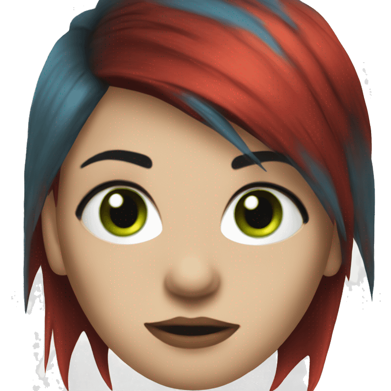 Female punk,red short hair blue green eyes emoji