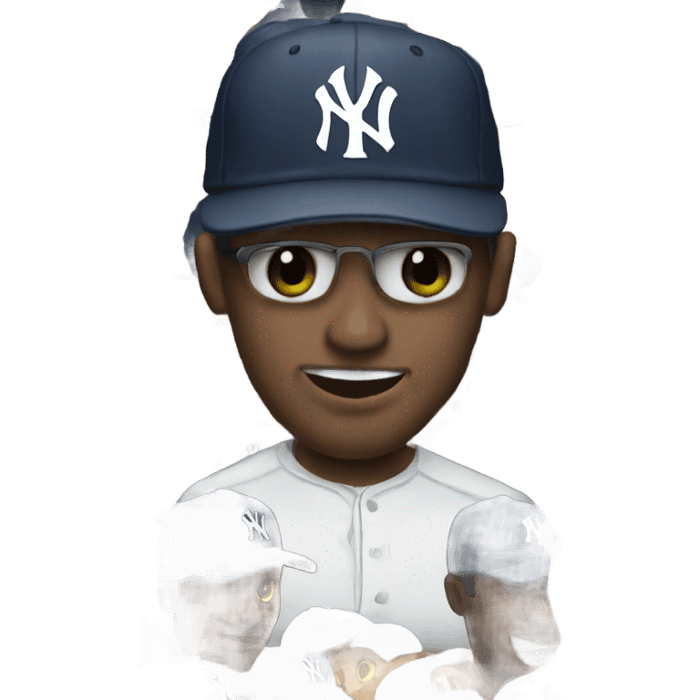 Man wearing ny Yankees hat emoji