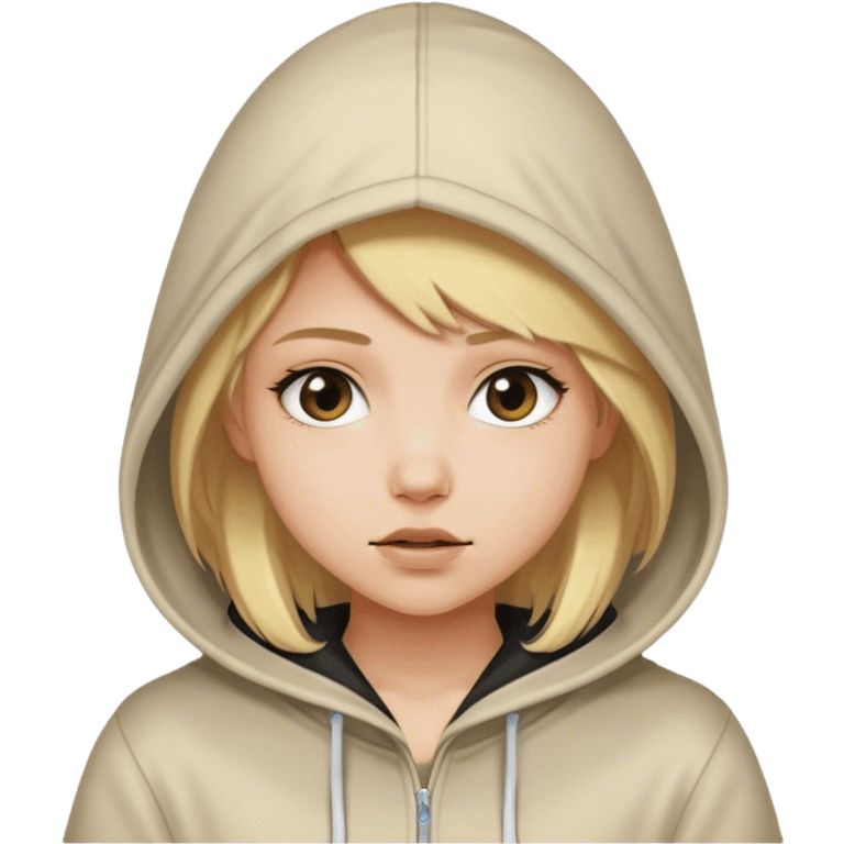 blonde girl in hood meme emoji