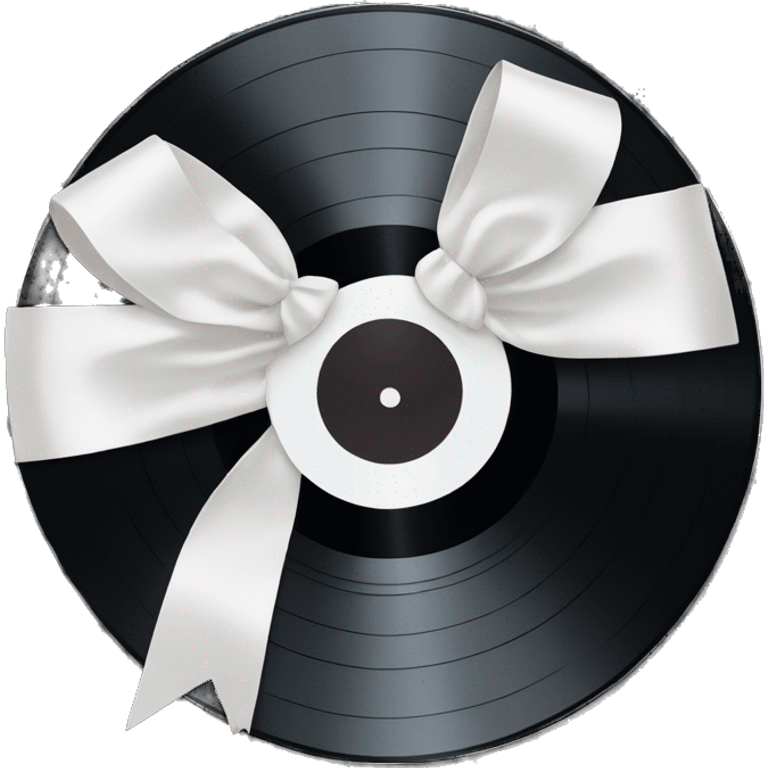 vinyl record with white bow emoji