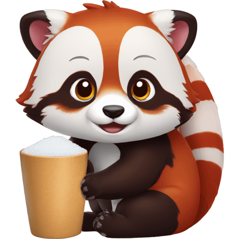 Red panda has salt shaker in his hand emoji