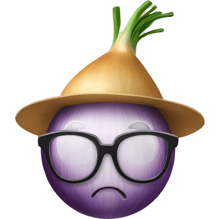 Onion with hat and glasses emoji