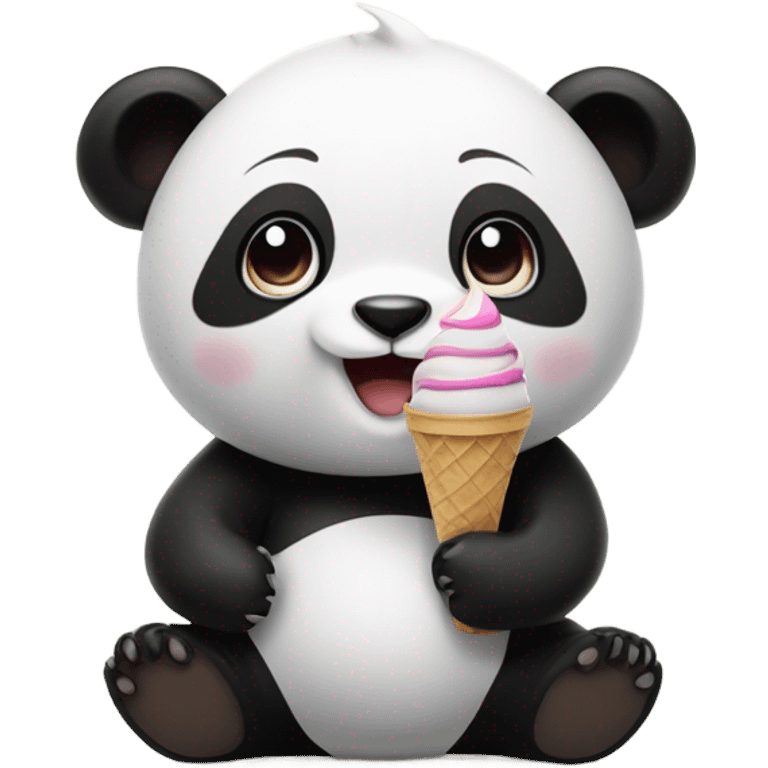 Panda eating ice cream emoji