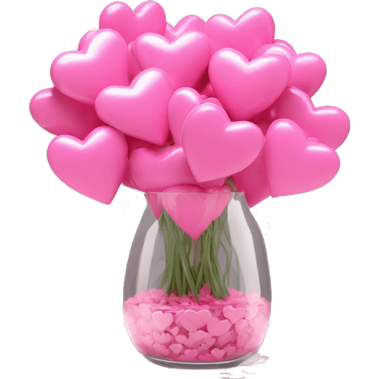 10000000 huge pink hearts on stems in a clear glass vase emoji