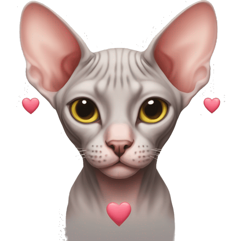 sphynx cat with hearts emoji