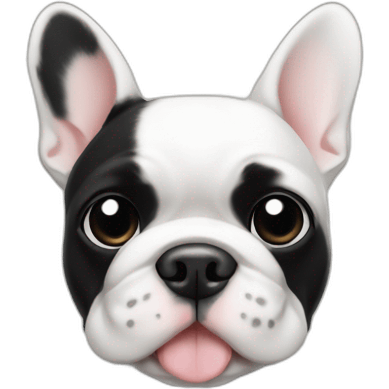 White French bulldog with black on the right and ears, black eyes emoji