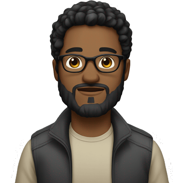 27 year old male, black hair, black short beard, glasses emoji