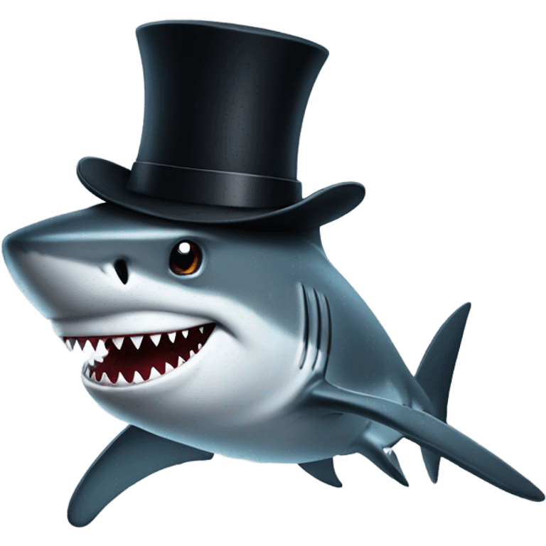 Shark with a top hat emoji