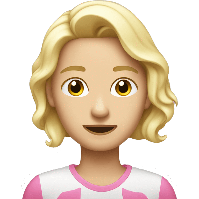 Persona blanca con pelo rubio durmiendo con una sábana rosa emoji