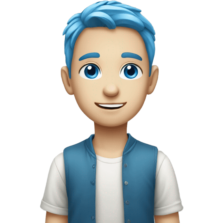 Young Caucasian boy with blue eyes and blue hair emoji