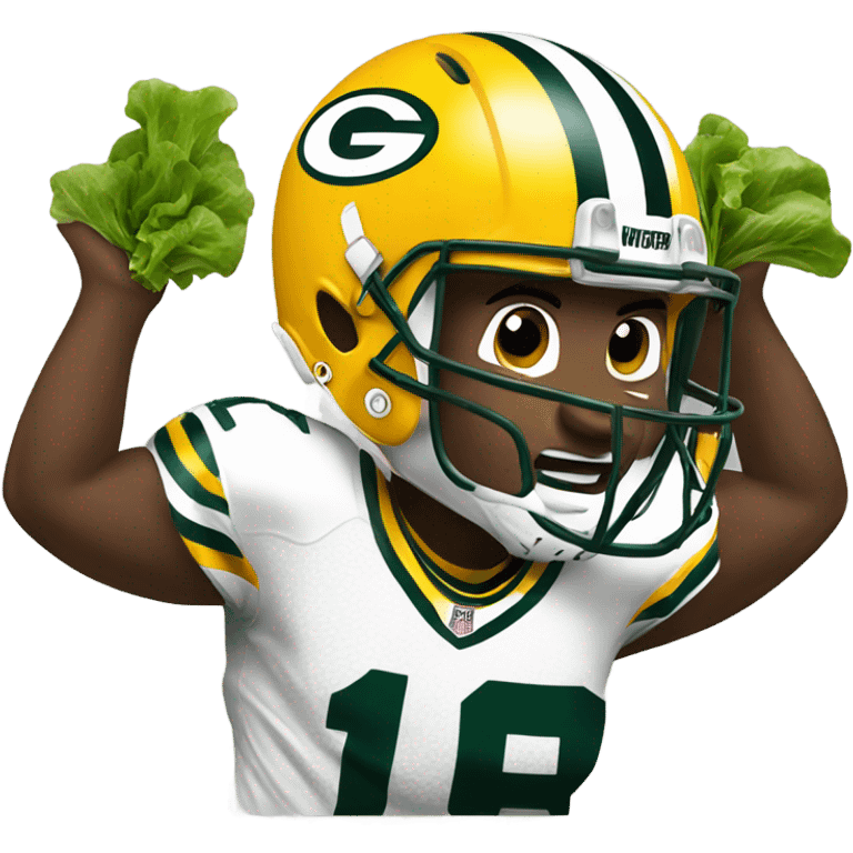 Packers player eating lettuce emoji