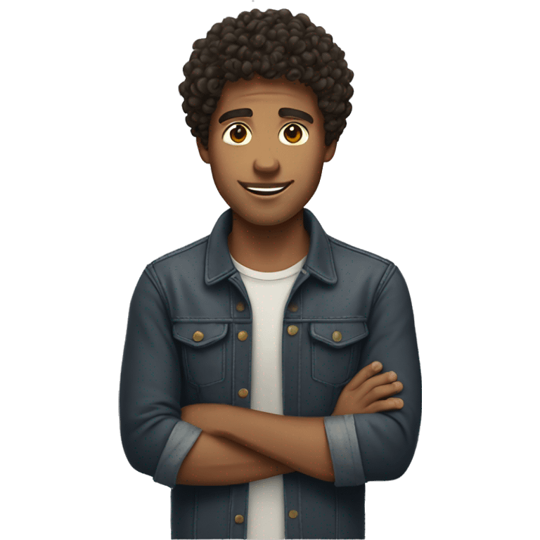 Curly-haired guy with dark hair emoji