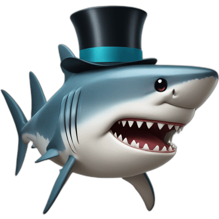 Shark with a top hat emoji