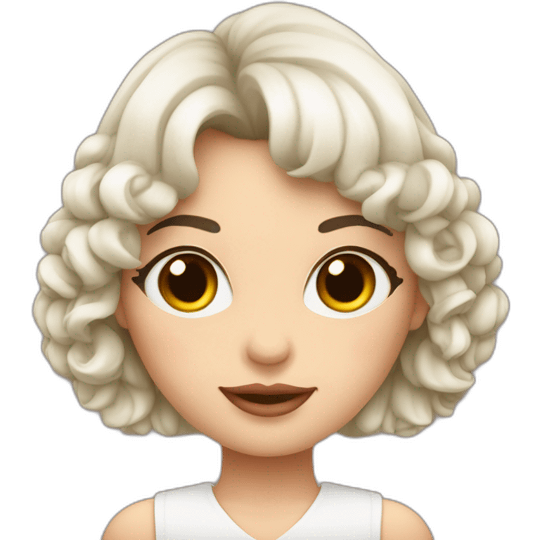 mujer de piel blanca con flequillo y anteojos rosas emoji