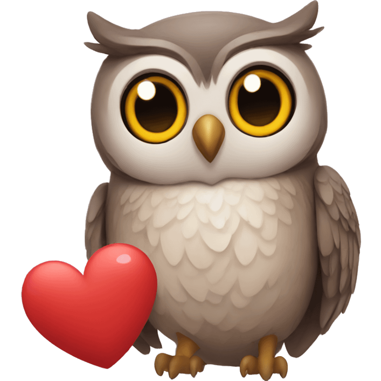 Owl holding heart emoji