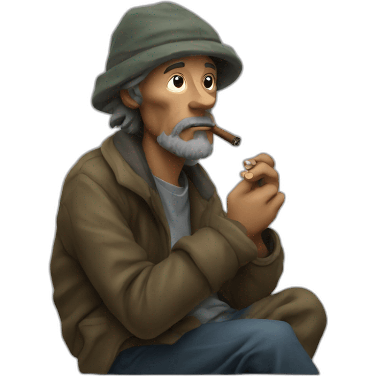 Homeless man smoking cigar emoji