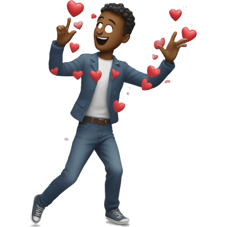 dancing guy with a lot of hearts emoji