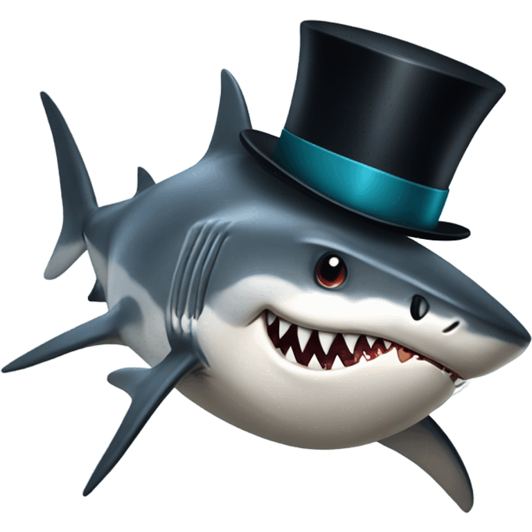 Shark with a top hat emoji