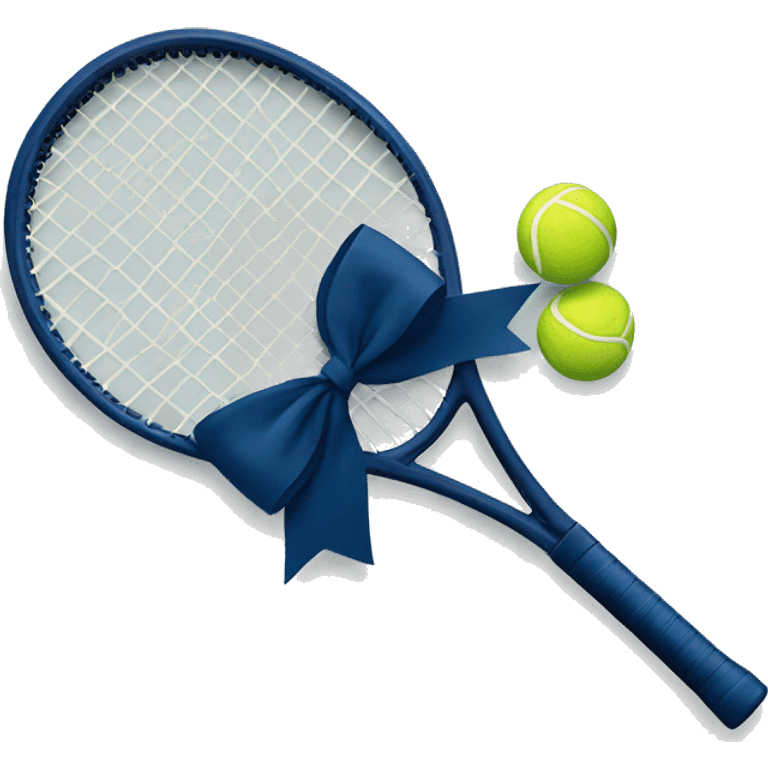 Tennis racket with a navy blue bow on the handle  emoji