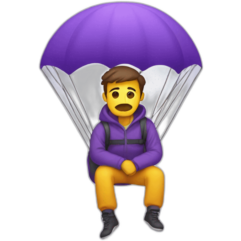 sad man in purple parachute emoji