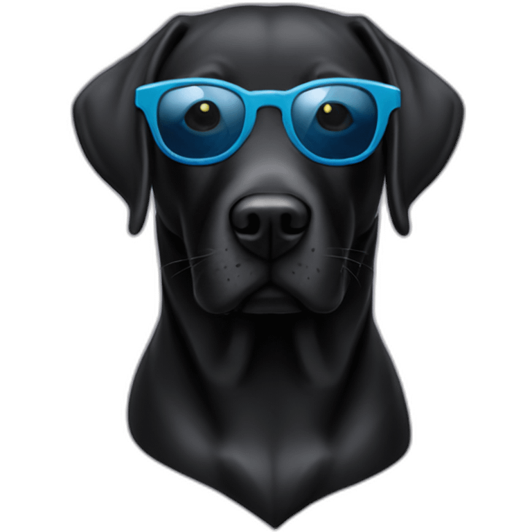 Labrador noir portant des lunettes de soleil emoji