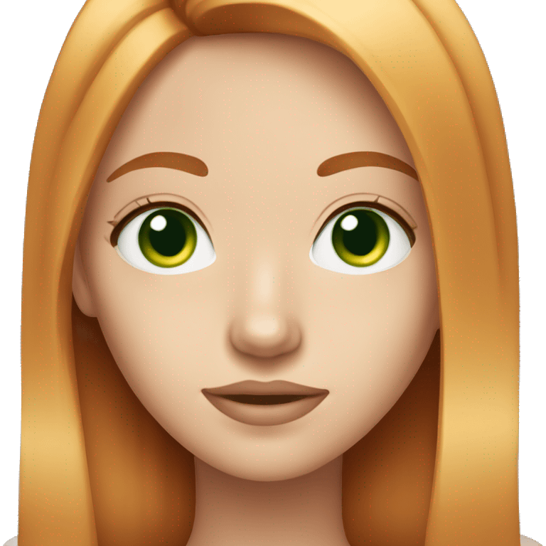 Beautiful girl with ginger straight hair green eyes emoji