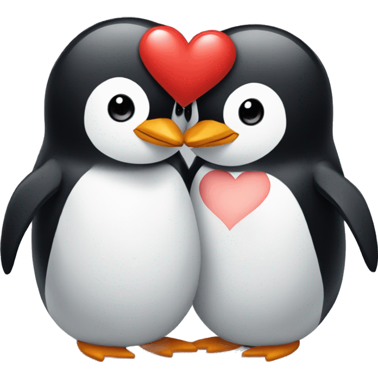 Penguin couple with a heart in the middle  emoji