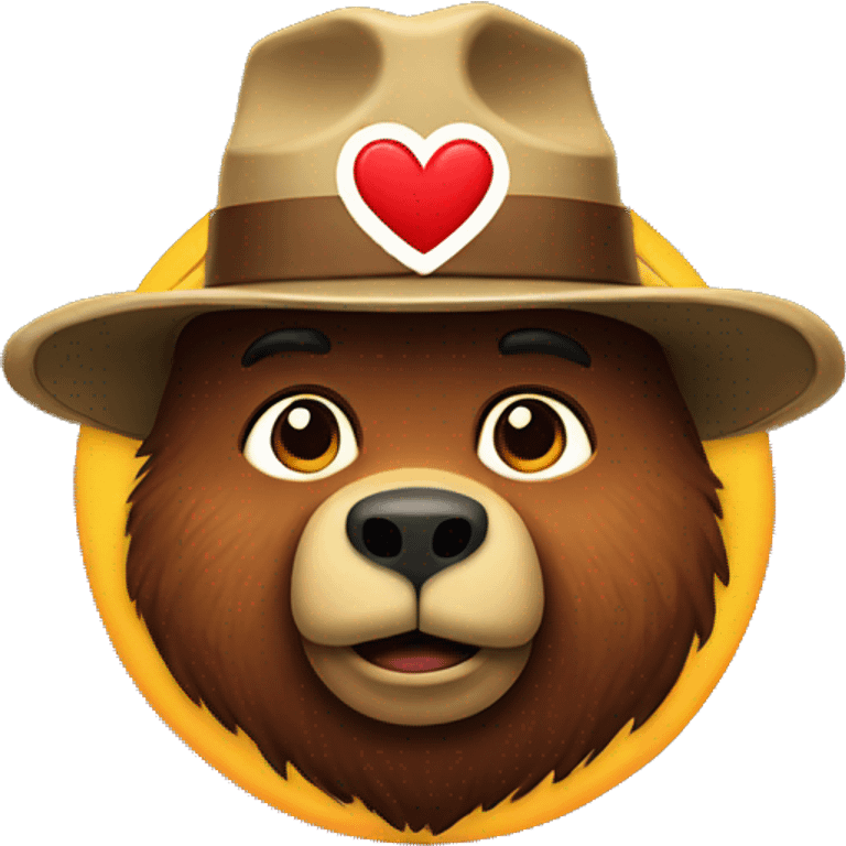 Smokey the bear with a heart emoji