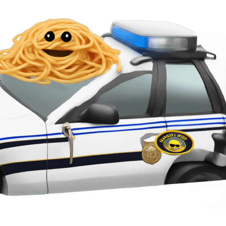 Saucy spaghetti on a cop car emoji